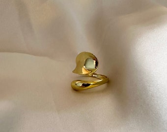 Anello d'oro a doppio strato, Anello d'oro a 2 livelli, Anello d'oro regolabile, Anello impilabile d'oro, Anello d'oro unisex, Placcato oro, Doppio strato, Unisex