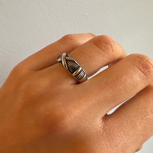 Chunky Silver Ring, Thick Silver Ring, Unisex Ring, Adjustable Ring, Open Back Ring, Unique Ring, Present, Gift, Statement Ring, Stacking zdjęcie 3