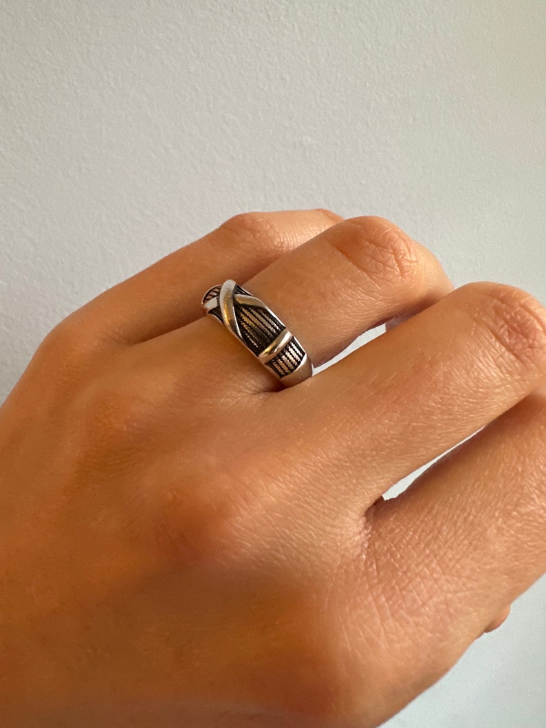 Chunky Silver Ring, Thick Silver Ring, Unisex Ring, Adjustable Ring, Open Back Ring, Unique Ring, Present, Gift, Statement Ring, Stacking zdjęcie 3