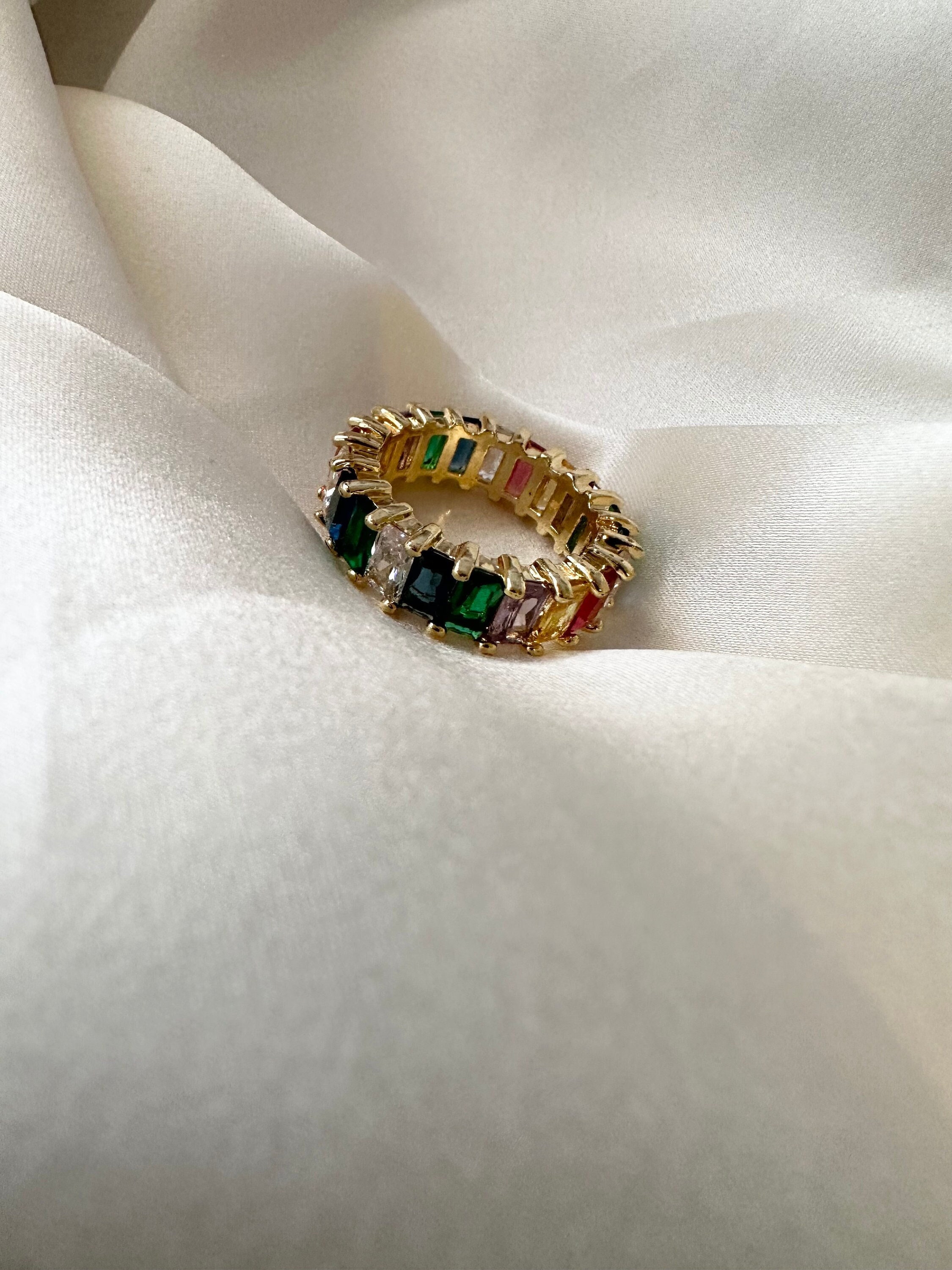 Rainbow baguette sale ring