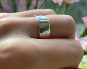 925 Solid Sterling Silver Band Ring, Open Back Adjustable Silver Plain Ring, Thick Silver Band Ring, Silver Ring, Adjustable Band Ring