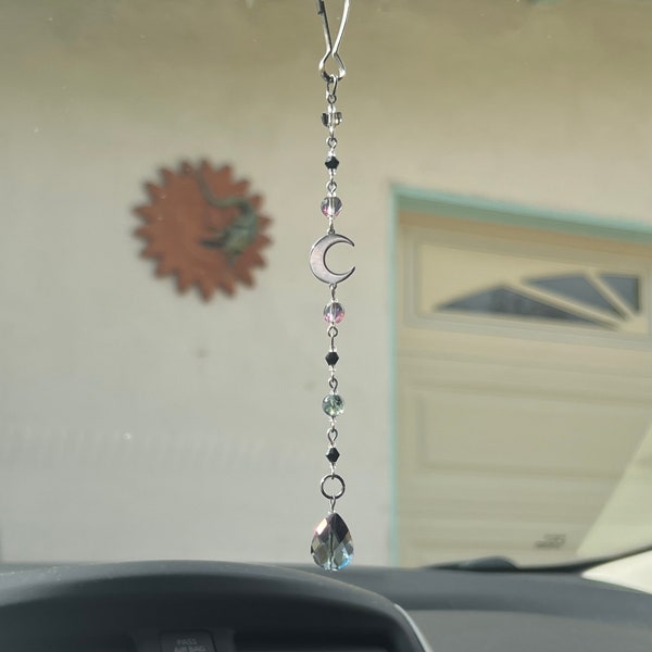 Eclipse Moon Car charm suncatcher / twilight charm / victorian room decor / hanging charm / suncatcher keychain / purse charm