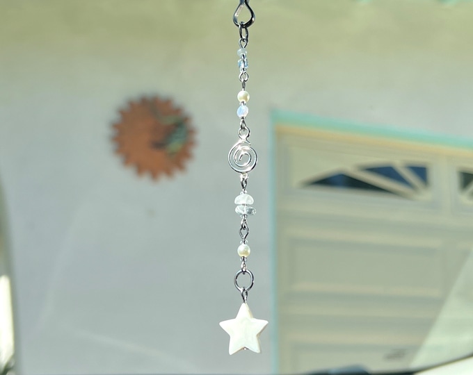 Groovy Psychedelic Star Car Charm ~ Rear view mirror accessory