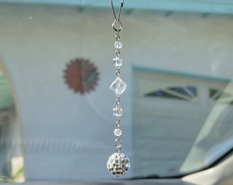 Disco Ball Car Charm // Rear view mirror accessory// Purse tote charm // Keychain // Suncatcher // Window Garden decor // Room decor