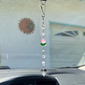 Tulip Flower Car charm // Rear View Mirror accessory // Keychain // Purse charm // Bag accessories // Window decor // Suncatcher