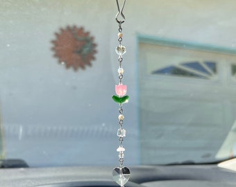 Tulip Flower Car charm // Rear View Mirror accessory // Keychain // Purse charm // Bag accessories // Window decor // Suncatcher