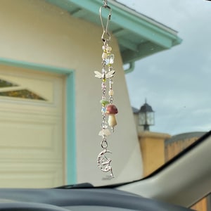 Fairy Mushroom Car Charm / Window charm / Sun Catcher / Purse charm / Keychain / Rear View Mirror Accessory image 1