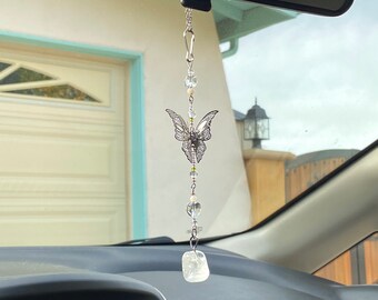 Quartz Butterfly Charm / Rear view mirror accessory / Purse charm / Car charm / Sun catcher / Room decor