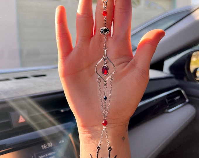 Spider Web Car Charm / Car accessories/ rear view mirror ornament / Unisex gothic decor / Car decal / Unique grunge gifts / Spider decor