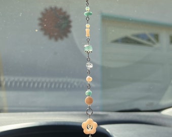 Flower Shell Beach Car Charm / Rear view mirror accessory / Purse charm / Window decor / Car decor / Hanging Decor / Beach Jewelry