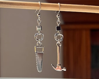 Tool Earrings ~ Hammer and Saw Earrings