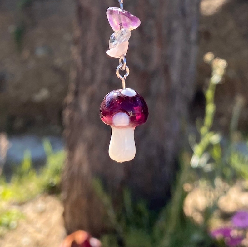 Fairy Mushroom Car Charm / Window charm / Sun Catcher / Purse charm / Keychain / Rear View Mirror Accessory image 9