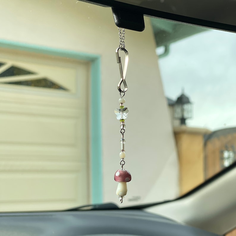 Fairy Mushroom Car Charm / Window charm / Sun Catcher / Purse charm / Keychain / Rear View Mirror Accessory image 4