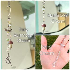 Fairy Mushroom Car Charm / Window charm / Sun Catcher / Purse charm / Keychain / Rear View Mirror Accessory image 3