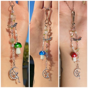 Fairy Mushroom Car Charm / Window charm / Sun Catcher / Purse charm / Keychain / Rear View Mirror Accessory image 2