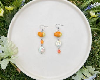 Ceramic Fish Earrings / Unique Statement Jewelry / Drop Earrings