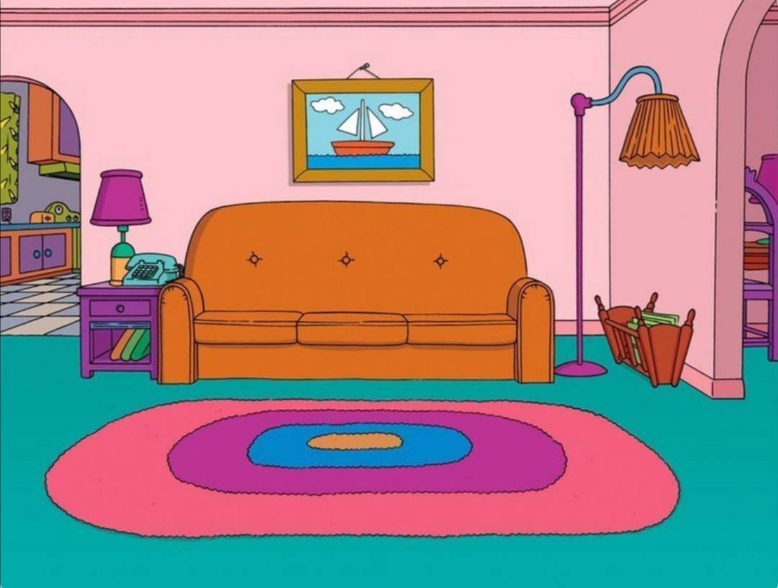 the simpsons living room painting
