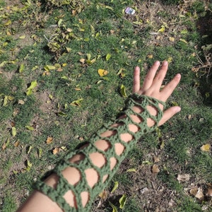 Fairy Grunge Handmade Long, Fishnet, Fingerless Gloves, Arm Warmers, hand knit, Alternative Fashion, Wrist Warmers