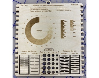 Laser Cut Material Testing Board Template Materialdickentest Laserschnitt Glowforge Werkzeugtestanleitung dxf cut Vektormuster Gravurtest