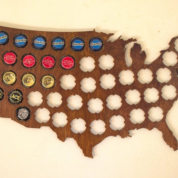 Beer bottle cap holder usa map laser cut cnc file instant digital download