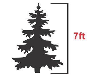 Modèle de pochoir silhouette d'arbre de 2 m (7 pi) décoration d'arbre de Noël en téléchargement numérique, découpe imprimable Trace Noël PDF