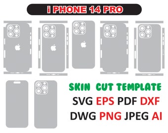 Phone 14 pro  - full wrap skin cutting template dxf, SVG, EPS, Aİ, Pdf, silhouette, cricut Vector Cut File - Skin Template