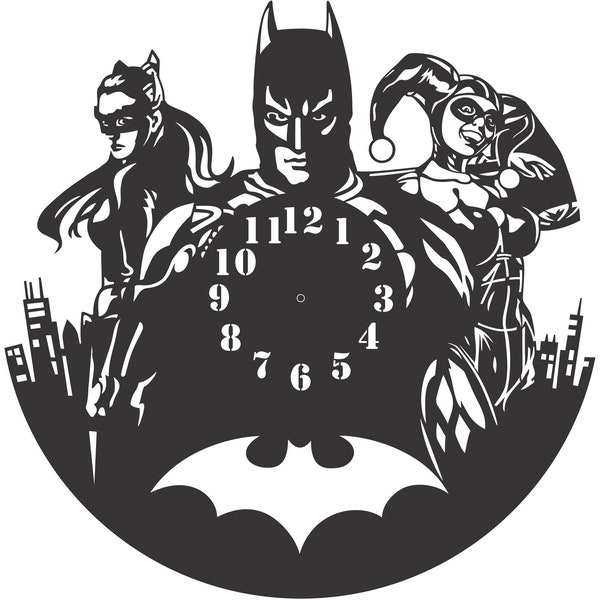Set of 4 Bat man Projects Decor metal Wall, Art, Vinyl, Record, Wall Clock, Laser, Cut, cnc, Vector, PDF, CDR,  dxf,  Svg, Digital, file
