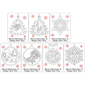 Cartes de Noël et du Nouvel An découpées au laser modèle svg Glowforge Cartes de bonne année ensemble dxf fichier découpé au laser Cricut svg modèle de plan vectoriel image 2