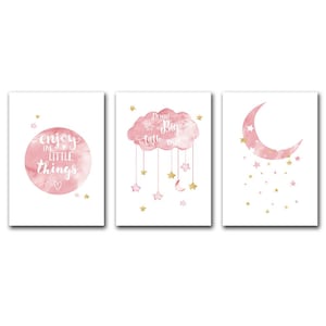 Juego de 3 carteles A4, 21 x 30 cm, decoración de la habitación de los niños, sala de juegos, nubes, cielo, sueño grande, decoración del hogar, decoración de la pared, decoración abstracta del hogar, lienzo