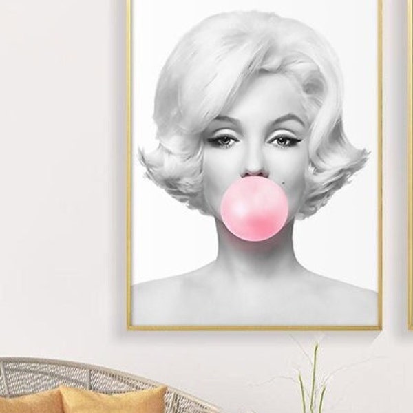 Poster Motif Marilyn Monroe Rose Chewing Gum A4 Mode Maison Tendances Décoration Murale Impression Impressions de Mode Impressions de Mode Impressions de Mode Art Décoration de la Maison