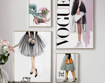 Set of 4 Poster Pictures Vogue Paris Girl A4 Fashion Home Trends Wall Decoration Saying Print Fashion Prints Fashion Prints Fashion Prints Artwork new