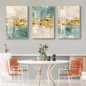 Wall Decoration Posters 40x60 each Set of 3 Minimalism Abstract Modern Art Green Cream Art Decoration Home Decoration Home