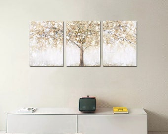 Poster Set je 40x60 3er Set Minimalistischer Baum Malerei Kunstdrucke Weiß Creme Landschaftsmalerei Wanddekoration Wohndekoration