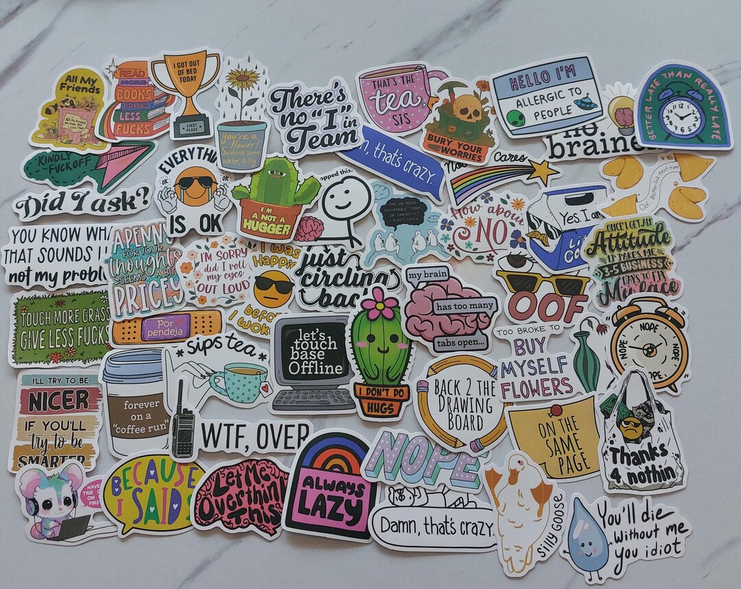 Mental Health Sticker Pack 50 Stück Funny Quotes Stickers, Dark Humor ...