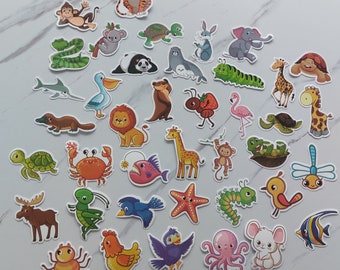 Sticker Set Animals Cute Animals Turtles Lion Tiger Crafts with Children 40 Pieces Hobby Scrapbook Leisure DIY Crafts Sticker Bomb