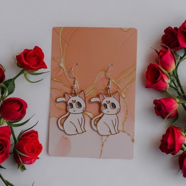 Earrings Sailor Moon Artemis Sterling Silver 925 Cute Cats White Cat Usagi Sailor Warriors Minako Moon Stud Earrings Sailor Venus V