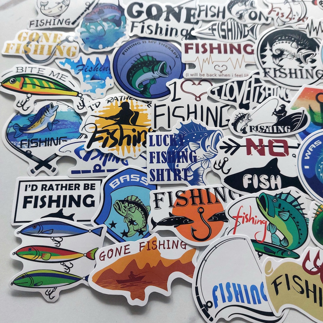 Fishing Sticker Set – 50x Funny Angler Stickers With Sayings: Bite Me ...