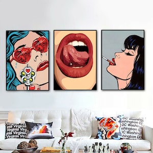 Set of 3 posters 21x30 Pop Art Graffiti Colorful Decoration Canvas Poster Street Style Red Lips Art Print Home Decoration