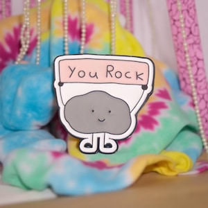 Badge You rock little sweet stone - Pin with saying - Good mood badge - I like stones :) - Gift idea introvert