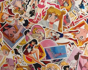 40pcs Random Magical Girl Sailor Sticker Pack Anime Vinyl & Paper Sticker Mix, Cute Magical Girl Aesthetic, Laptop Journal Deco Stickers