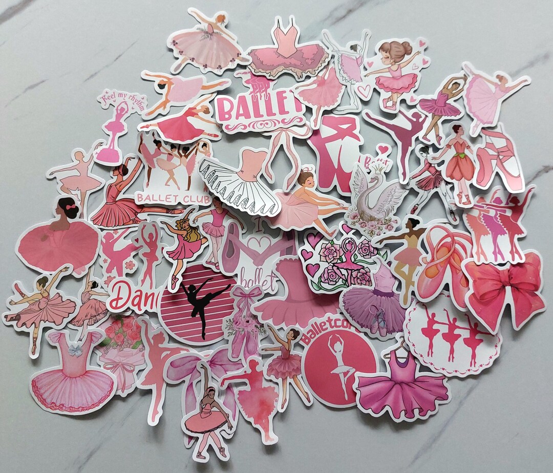 Ballerina Sticker Set: Cute Ballet Stickers in Pink & Rose Tutu ...