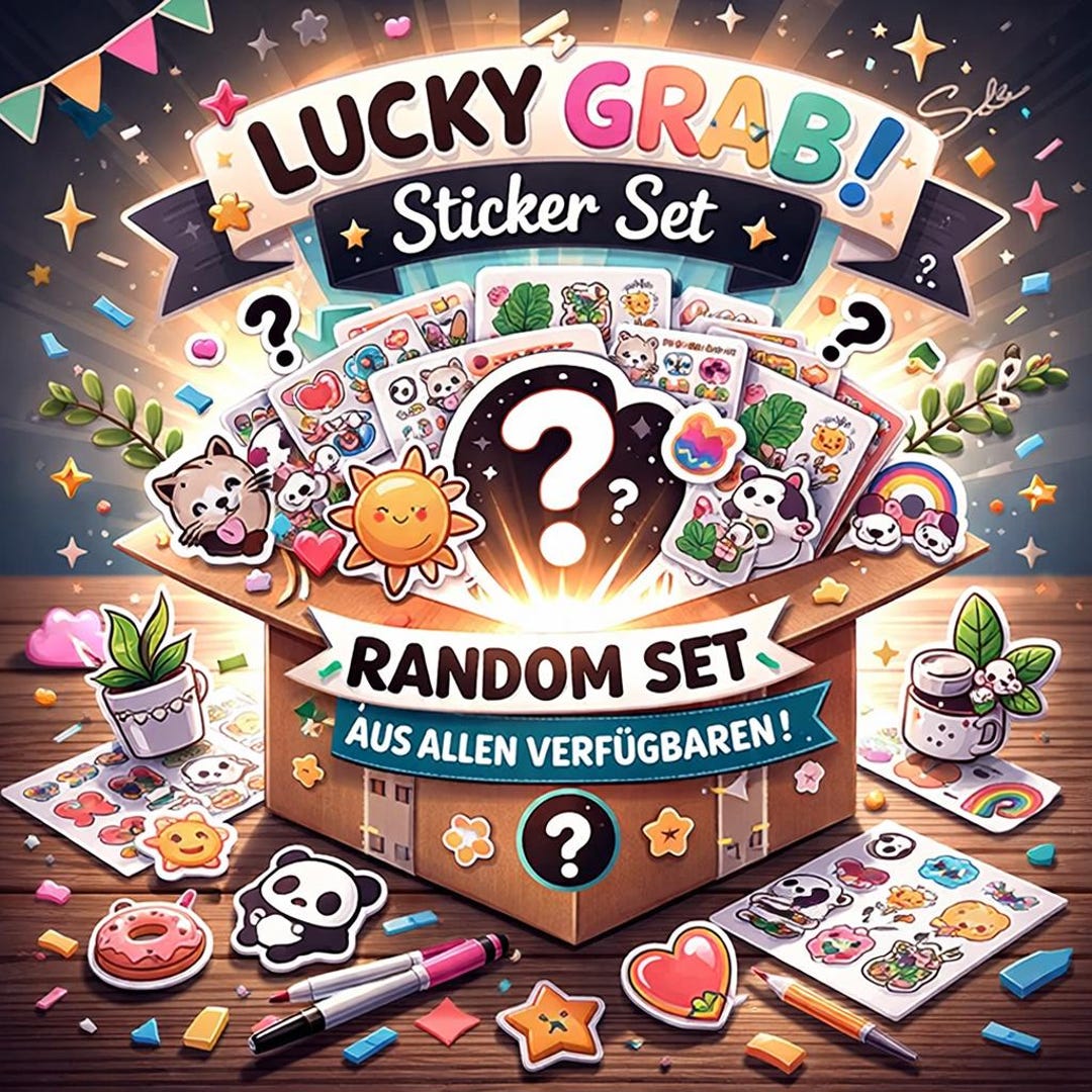 Grab Sticker Message Lucky Grab Sticker Set – Random Sticker Bundle – Mystery Sticker Pack ...