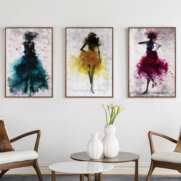 Poster Aquarell Girls Vogue Girls Fashion Dekoration Moderne Dekoration 3er Set je 40x60 Mode Wohntrends Wanddeko Print Mode Prints Coco