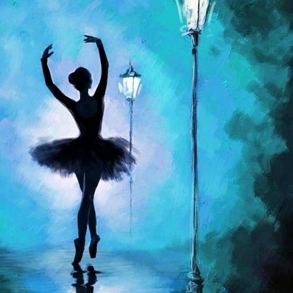 Malen nach Zahlen Kit 40x50 Ballerina bei Nacht Tänzerin im Dunkeln Prima Ballerina Hobby Erwachsene Hobby Freizeitbeschäftigung DIY Kits