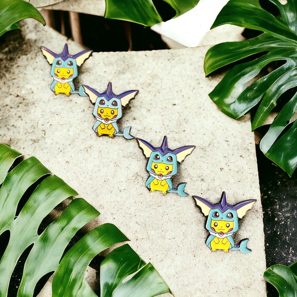 Badge Pin Pokemon Pikachu in Aquana Costume Cute Pocket Monster Clothing Brooch Pin Funny Yellow Black Blue Evoli Pokemon Enamel