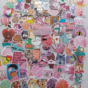 Sticker Set Stickerbomb 100pc Lustige Sticker No Bad vibes 100 Stück Rosa Set Hobby Scrapbook  Freizeit DIY Stickerbomb Süße Tiere Frida