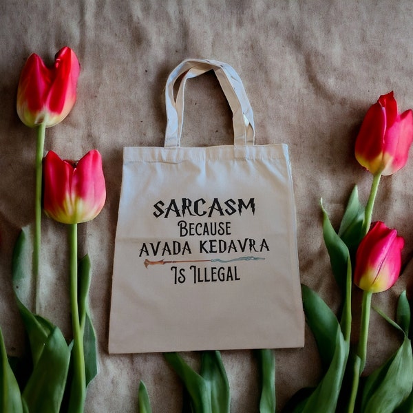 Canvas Tasche Sarcasm Sarkasmus Harry Potter Avada Kedavra zauberstab Hermine Ron Harry Jutetasche Einkaufstasche