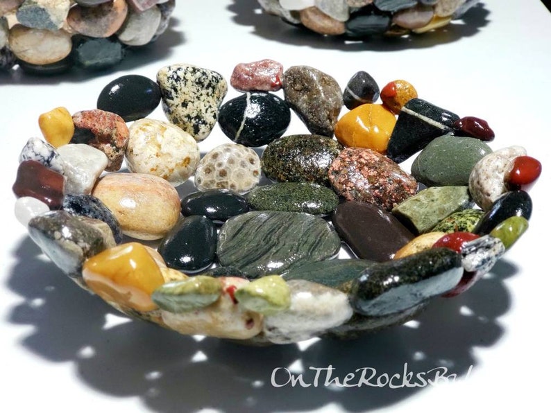 12 Rock Bowl Fruit Bowl Stones Michigan Made Kitchen Etsy