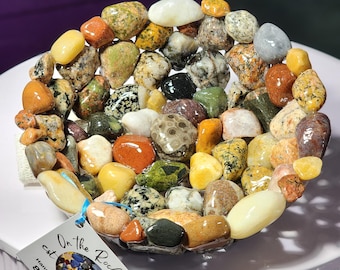 8"x3" Handmade One-of-a-kind Rock Platter, Fruit Bowl, Rock Home Decor, Table Platter, Rock Decor, Pure Michigan, Michigan Great Lake Beach