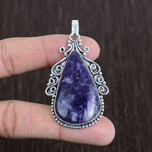 Lepidolite Gemstone Pendant: 925 Sterling Silver Fine Jewelry